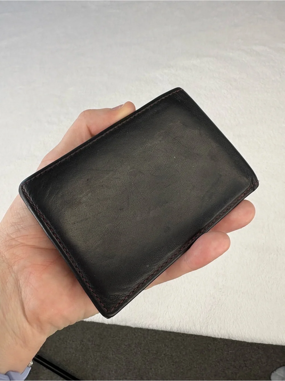 TUMI Black & Burgundy Leather Wallet